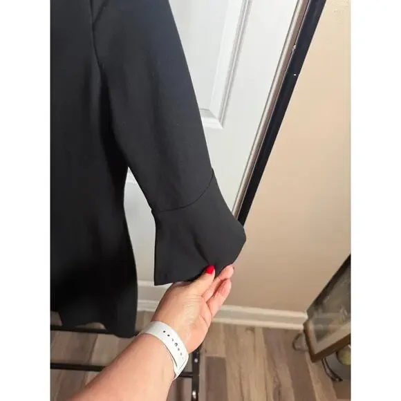 Karl Lagerfeld Paris Black Pearl Embellished Dress Bell Sleeve Women’s Size 14 - Picture 11 of 15